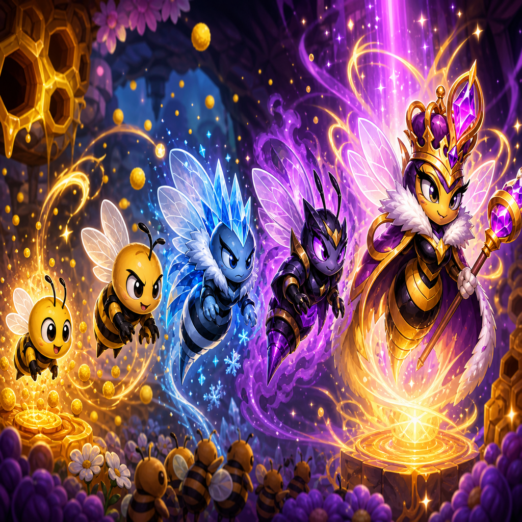 Bee evolution illustration